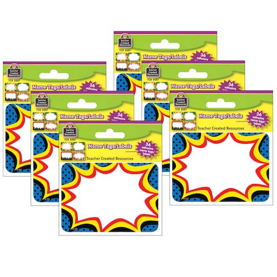 Teacher Created Resources® 3.5" x 2.5" Superhero Name Tags Labels, 6 Packs of 36